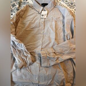 Forever 21 ash brown and white button up shirt size 1x